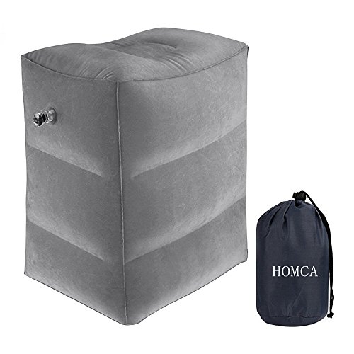 HOMCA Travel Foot Rest Pillow, Inflatable Travel Leg Rest Pillow for Foot Rest on Airplanes, Cars, Buses, Trains, Office, and Kids to Sleep on Long Flights