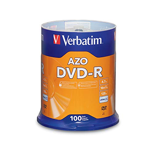 Verbatim DVD-R 4.7GB 16x AZO Recordable Media Disc - 100 Disc Spindle (FFP)