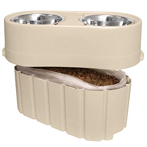 Store-N-Feed Adjustable Raised Dog Bowl, Dog Feeder & Dog Food Storage Containers (Dog Food Container, Unique Dog Water Bowl Dispenser & Dog Food Bowl) Large Dog Bowl Stand Adjusts from 8' to 12'