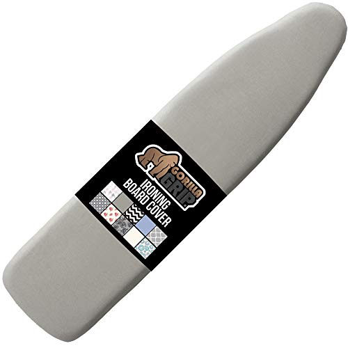 GORILLA GRIP Reflective Silicone Ironing Board Cover, 15x54, Velcro Straps, Fits Large and Standard Boards, Pads Resist Scorching and Staining, Elastic Edge, Thick Padding, No Fasteners Needed, Silver