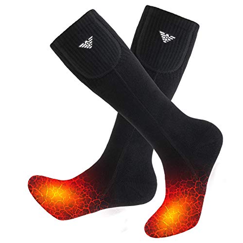 Gamegie Heated Socks for Men/Women - Rechargeable Electric Socks for Winter Sport Outdoors (Black L)