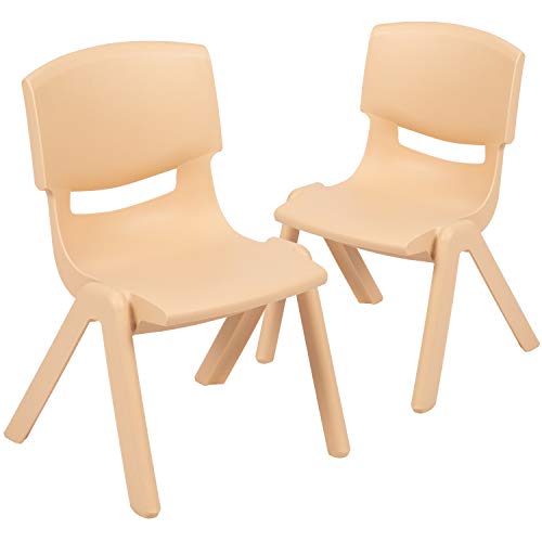 Flash Furniture 2 Pack Natural Plastic Stackable School Chair with 10.5' Seat Height
