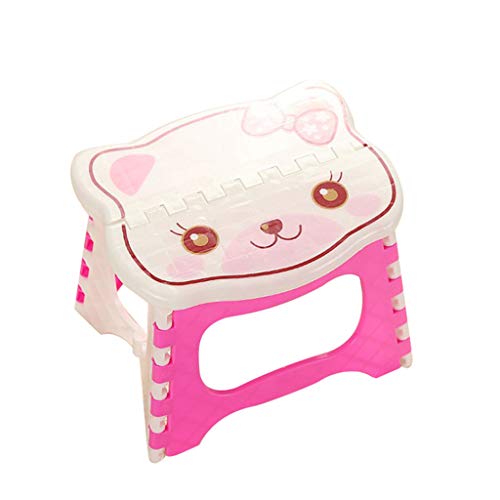 Fan-Ling Plastic Multi Purpose Folding Step Stool,Bathroom Children Small Bench,Portable Adult Outdoor Fishing Stool,Home Train Outdoor Storage Foldable (Pink6)