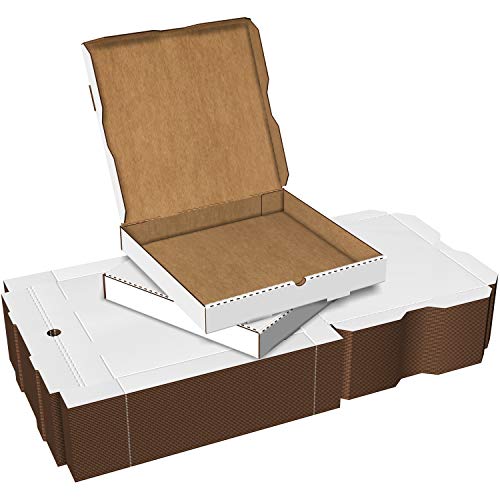 White Cardboard Pizza Boxes, Takeout Containers - 14 x 14 Pizza Box Size, Corrugated, Kraft – 50 Pack