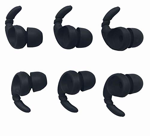 Sports Earbud Stabilizers Fins Wing Noise Isolation Replacement Eartips Adapters for in Ear Earphones 4mm to 6mm Nozzle Attachment 3 Pairs Left and Right (Black)