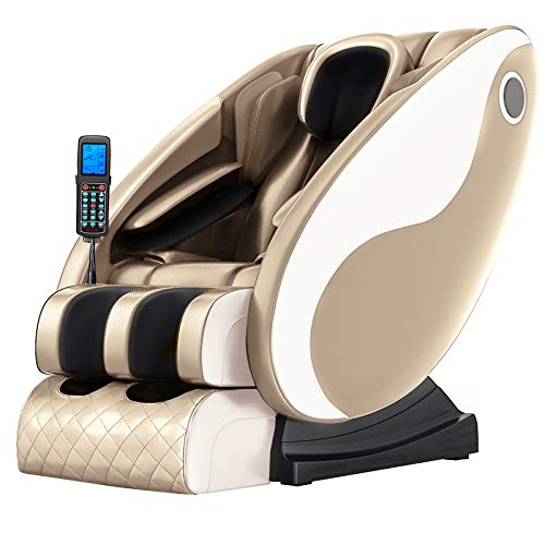 Nager Deep V Floating Thai Stretching Zero Gravity Design Massage Chair with High-Fidelity Bluetooth Speaker,Multidimensional Airbag Massage for Full Body Massage Chair, Luxurious Gold