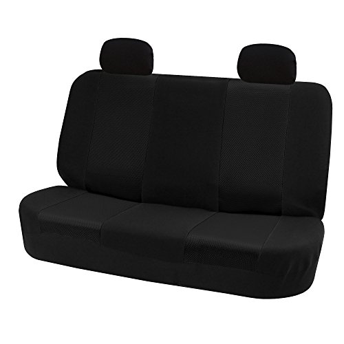 TLH Classic Cloth Seat Covers Rear Set, Black Color-Universal Fit for Cars, Auto, Trucks, SUV