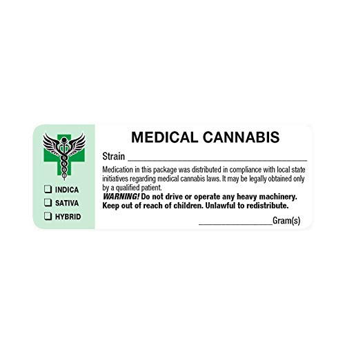 Generic Medical Identifications Labels - State Compliant Leaf Stickers (1000 Labels per roll)