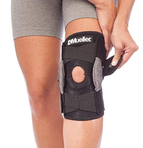 Mueller Sports Medicine Adjustable Hinged Knee Brace, Black/Gray, One Size Fits Most