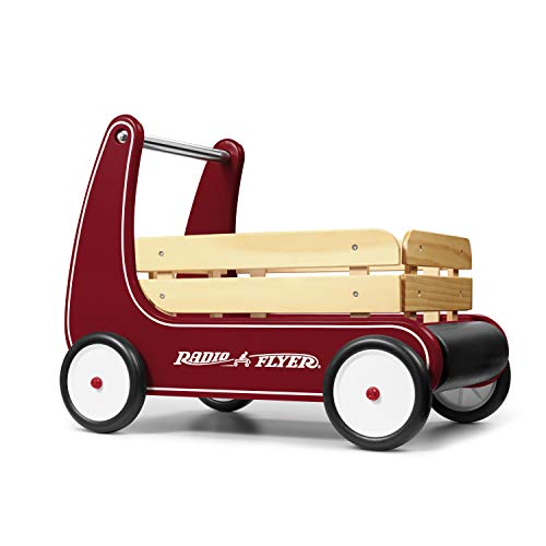 Radio Flyer Classic Walker Wagon, Sit to Stand Toddler Toy, Wood Walker, Red, Model Number: 612s