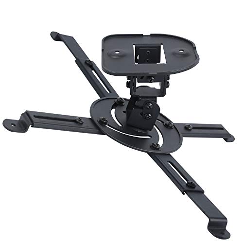 DYNAVISTA Full Motion Universal Projector Ceiling Mount Bracket with Adjustable Extendable Arms Rotating Swivel Tilt and Low Profile Mount for Home and Office Projector (Black)