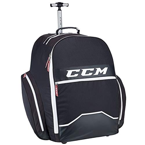 CCM Hockey 390 Wheeled Backpack Bag, Black 18' L x 26' H x 17' W