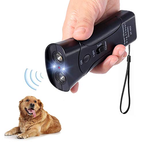 Alfaw Ultrasonic Dog Repeller, Electronic Anti Barking Stop Bark Handheld 3 in 1 Pet Dog Trainer with LED Flashlight, Dog Training Device for Your Safety - Dog Deterrent/Training Tool/Stop Barking