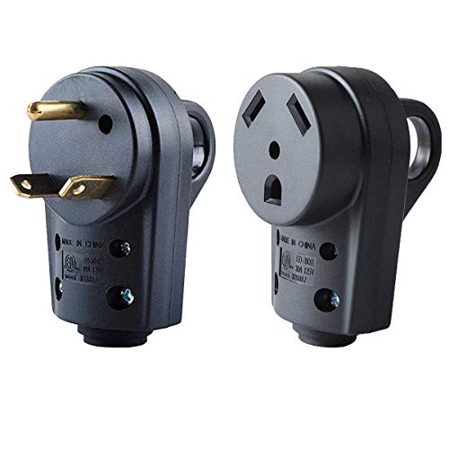 Wadoy 30 Amp RV Plug Male and Female Plug Set 55245 Receptacle Plug Electrical Plug Adapter with Handle