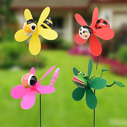 Bee Beetle Garden Wind Spinners Pinwheels Whirlygigs Dragonfly Bee Stakes Decorations Outdoor Lawn Decorative Yard Decor Patio Accessories Windmills Ornaments Gardening Art Christmas Whimsical Gifts