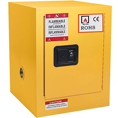 Flammable Cabinet Yellow Steel Safety Cabinet for Flammable Liquids 4 Gallon Adjustable Shelf Door Manual Close Flammable Storage Cabinet 17 x 17 x 22 Inch (17 x 17 x 22 Inch)