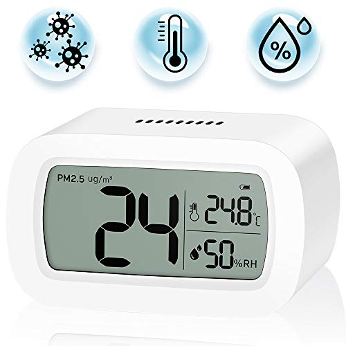 Air Quality Monitor, HeiYi Air Quality Tester Accurate PM2.5 Temperature Humidity Monitoring Smart Air Quality Detector Indoor Outdoor Real Time LCD Display