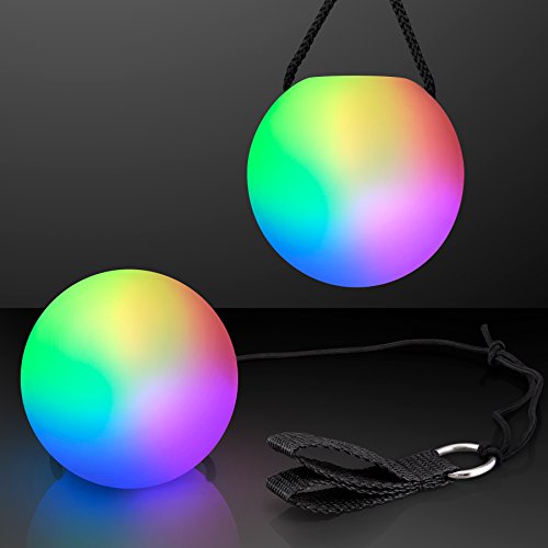 LED Poi Ball Swirling Light Rave Toy (Set of 2)