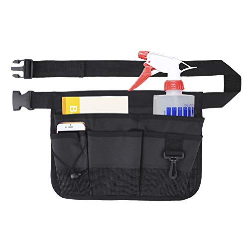 Geboor Gardening Tool Waist Bag Belt Heavy Duty Oxford Tool Apron with 7 Pockets of Different Sizes and Depth (Black)