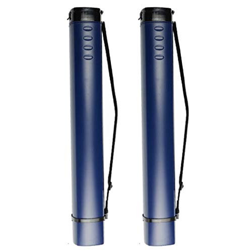 2-Pack Extendable Poster Tubes Expand from 24 3/4” to 40” with Shoulder Strap | Carry Documents, Blueprints, Drawings and Art | Dark Blue Portable Durable Round Storage Cases with Lids and Labels