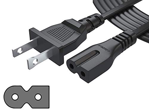 Pwr Extra Long 12 Ft 2 Prong Polarized-Power-Cord for Vizio-LED-TV Smart-HDTV E-M-Series and Others 2 Slot Adapter-AC-Wall-Cable: IEC-60320 IEC320 C7 to NEMA 1-15P