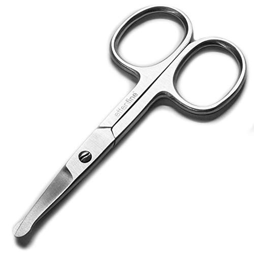 effenfine Nose Hair Scissors for Trimming - Safely Trim Nose and Ears with our German Stainless Steel Scissors