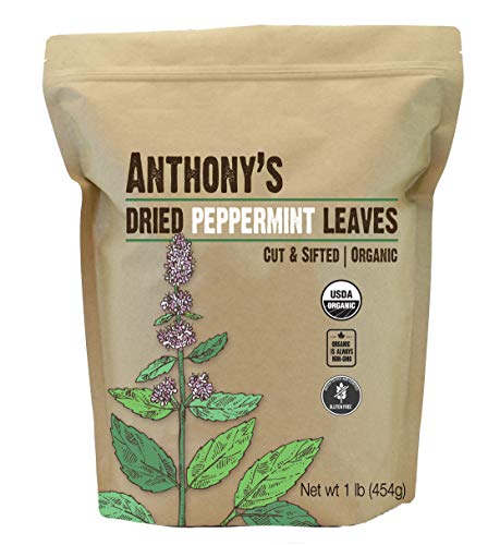Anthony's Organic Peppermint Leaves, 1 lb, Gluten Free, Non GMO, Cut & Sifted, Non Irradiated, Keto Friendly