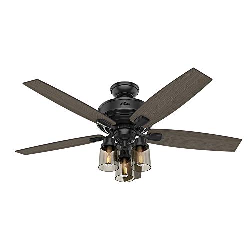 Hunter Bennett Indoor Ceiling Fan with LED Light and Remote Control, 52', Matte Black
