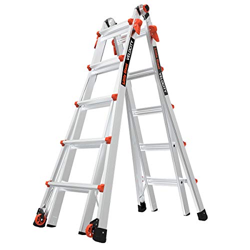 Little Giant Ladders, Velocity with Wheels, M22, 22 Ft, Multi-Position Ladder, Aluminum, Type 1A, 300 lbs weight rating, (15422-001)