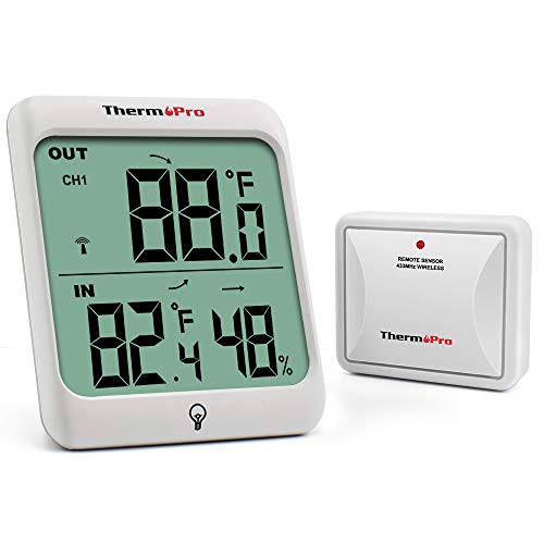 ThermoPro TP63 Digital Wireless Hygrometer Indoor Outdoor Thermometer Wireless Temperature and Humidity Monitor with Cold- resistant and Waterproof Humidity Gauge, 200ft / 60m Range