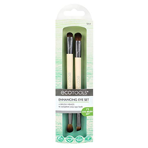 EcoTools Duo Eyeshadow Makeup Brush Set, Define Blend & Smudge, Set of 4 Brush Heads