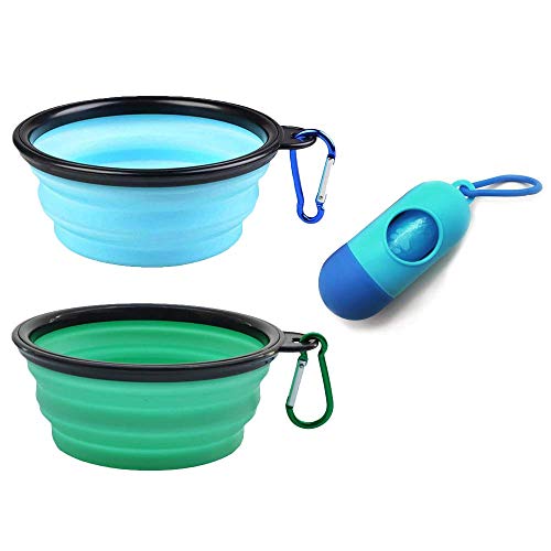 AGECASH A Collapsible Dog Bowl,Portable Dog Bowl, Travel Pet Bowl, Expandable for Cat Dog Water Bowls Food Feeding, 2 Pack Silicone Dog Bowl