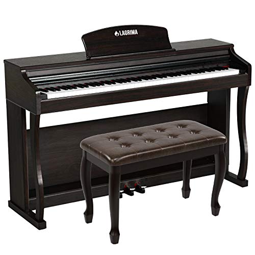 LAGRIMA LAG-650 88 Key Weighted Hammer Action Digital Piano w/Bluetooth & MP3 Function, Remote Control, 3 Pedals, MIDI/Headphone/Audio Output Feature, Suit for Kids, Teen, Adult, Beginner, Brown