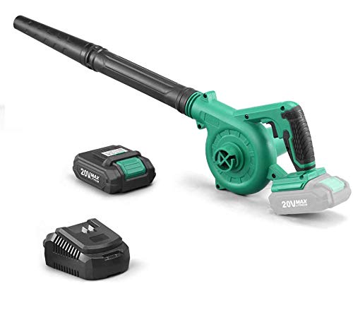 KIMO Cordless Leaf Blower, 2-in-1 Handheld Vacuum/Sweeper, 150 MPH, Variable Speed, w/2.0 Ah Li-ion Battery & Charger, for Blowing Leaf/Snow, Dusting