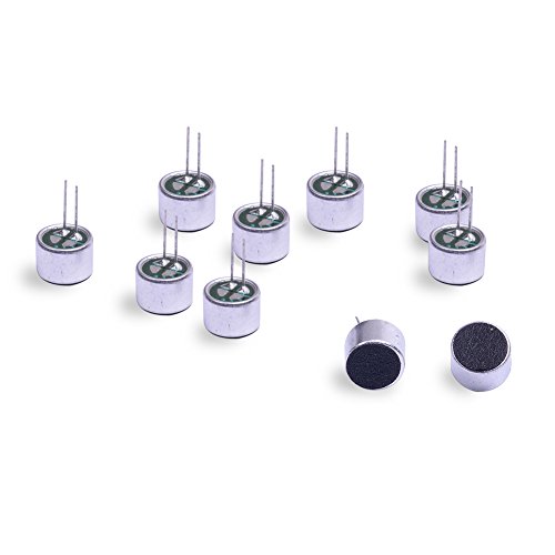 Cylewet 10Pcs Cylindrical Electret Condenser Microphone Pickup with 2 Pins 9×7mm for Arduino (Pack of 10) CYT1013