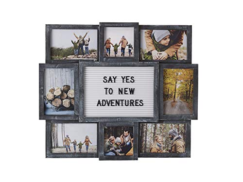 MELANNCO Customizable Letter Board with 8-Opening Photo Collage, 19-Inch-by-17-Inch, Black