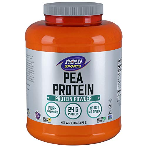 NOW Sports Nutrition, Pea Protein 24 G, Fast Absorbing, Unflavored Powder, 7-Pound