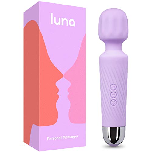 Rechargeable Personal Wand Massager - 20 Patterns & 8 Speeds - Travel Bag & Manual Included - Perfect for Muscle Tension, Back, Neck Relief, Soreness, Recovery - Lavender