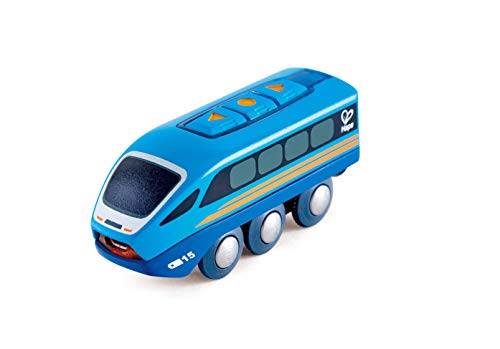 Hape Remote Control Engine Train | Kids Railway Toy, App or Button RC Vehicle with 5 Playable Sounds, Rechargeable Battery Feature, Blue