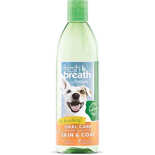 Fresh Breath by TropiClean Oral Care Water Additive Plus Skin & Coat for Pets, 16oz - Made in USA