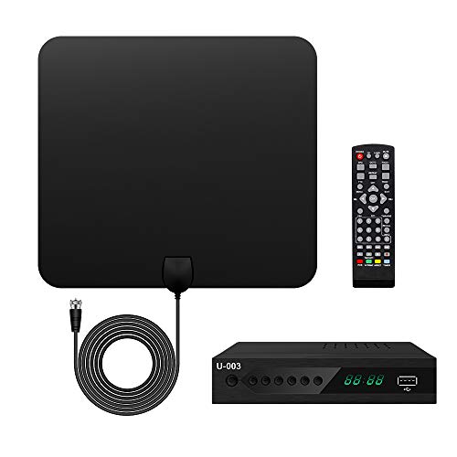 UBISHENG Digital TV Converter Box with Antenna, 1080P ATSC Converters with PVR Recording&Playback, HDMI Output, Timer Setting LED HDTV Set Top Box
