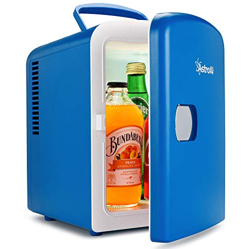 AstroAI Mini Fridge 4 Liter/6 Can AC/DC Portable Thermoelectric Cooler and Warmer for Skincare, Foods, Medications, Home and Travel, Blue