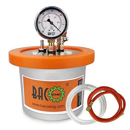 BACOENG 2 QT Stainless Steel Resin Trap Vacuum Degassing Chamber (3 Gallon/1.2 QT/2 QT Available)
