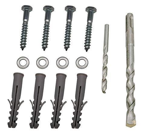 Lag Bolt Kit for Mounting TV Bracket Into Wood or Concrete Wall, Heavy Duty Bolts, Anchors and 2 Drill Bits