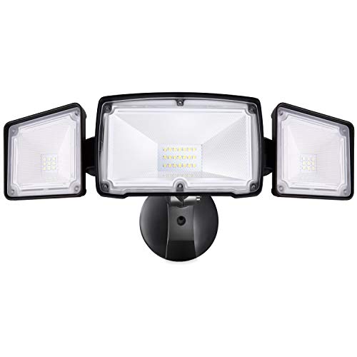 Amico 3500LM LED Security Lights Outdoor, 30W 5000K Super Bright Outdoor Flood Light, 3 Head Adjustable, IP65 Waterproof, ETL Certificated, Exterior Light for Garage, Patio, Garden, Porch&Stair