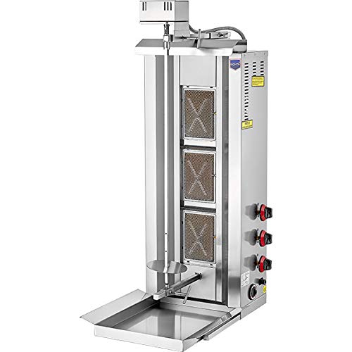 BEST INDUSTRIAL - AUTOMATIC ROTATING FULL SET - Meat Capacity:35 kg./ 77 lb. NATURAL GAS 3 BURNER Vertical Broiler Commercial/Home use Shawarma Gyro Doner Kebab Tacos Al Pastor Grill Trompo Machine