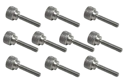 10 Pack 8-32 x 3/4 Inch Threads 303 Stainless Steel Diamond Knurled Thumb Screws with Straight Shoulders Right-Hand Threads SAE Flat Tip Uncoated