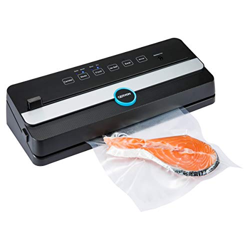GERYON Vacuum Sealer, Automatic Food Sealer Machine for Food Savers w/Built-in Cutter|Starter Kit|Led Indicator Lights|Easy to Clean|Dry & Moist Food Modes| Compact Design (Black)