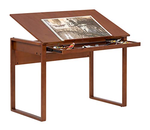 SD STUDIO DESIGNS, Sonoma Brown Ponderosa Wood Drawing Table 42' Wide, Angle Adjustable, W X 24' D