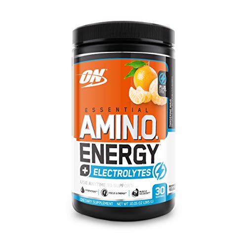 Optimum Nutrition Amino Energy + Electrolytes - Pre Workout, BCAAs, Amino Acids, Keto Friendly, Energy Powder - Tangerine Wave, 30 Servings